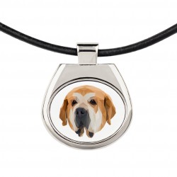 Una collana con un cane Mastino spagnolo. Una nuova collezione con il cane geometrico