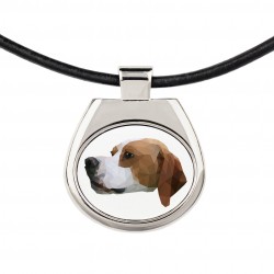 Una collana con un cane Pointer. Una nuova collezione con il cane geometrico