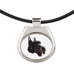 A necklace with a Scottish Terrier dog. A new collection with the geometric dog