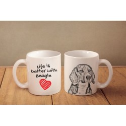 Beagle inglés - una taza con un perro. "Life is better...". Alta calidad taza de cerámica.