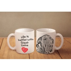 Dog niemiecki  - kubek z wizerunkiem psa i napisem "Life is better...". Wysokiej jakości kubek ceramiczny.