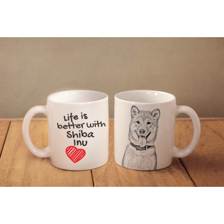 Mug with a dog and description "Life is better..." 
