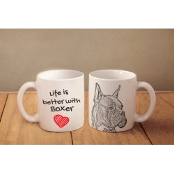 Boxer cropped - une tasse avec un chien. "Life is better". De haute qualité tasse en céramique.