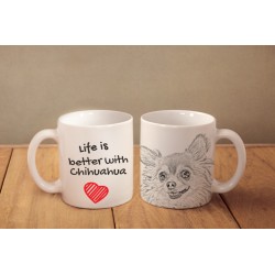 Chihuahua longhaired - une tasse avec un chien. "Life is better". De haute qualité tasse en céramique.