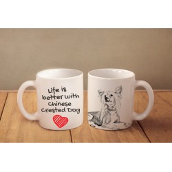 Chien chinois à crête - une tasse avec un chien. "Life is better". De haute qualité tasse en céramique.