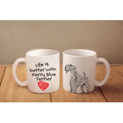 Kerry Blue Terrier - a mug with a dog. "Life is better ...". High quality ceramic mug.