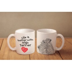 Irish terrier - a mug with a dog. "Life is better ...". High quality ceramic mug.