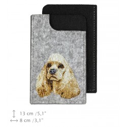 Cocker spaniel americano - Funda de fieltro con la imagen bordada del perro para teléfono.