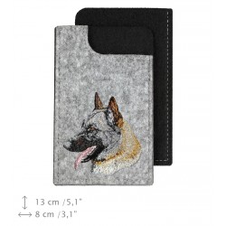 Belgischer Schäferhund - Filzbeutel für Handy mit einer gestickten Darstellung eines Hundes.