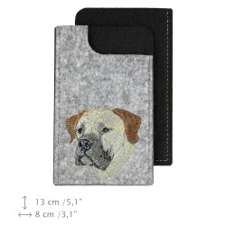 Boerboel - A felt phone case with an embroidered image of a dog.