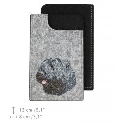 Flandres Cattle Dog - A felt phone case with an embroidered image of a dog.