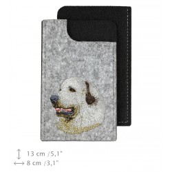 Great Pyrenees - A felt phone case with an embroidered image of a dog.