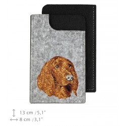 Irish Setter - A felt phone case with an embroidered image of a dog.