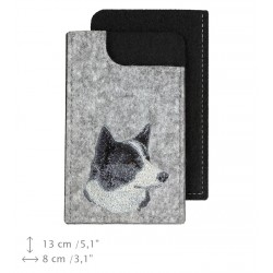Karelian Bear Dog - A felt phone case with an embroidered image of a dog.