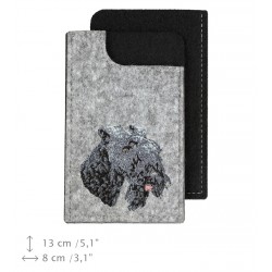 Kerry Blue Terrier - A felt phone case with an embroidered image of a dog.