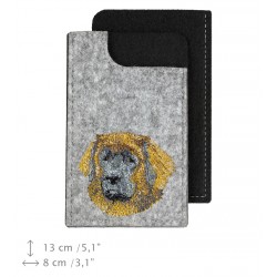 Leoneberger - A felt phone case with an embroidered image of a dog.