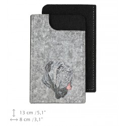 Neapolitan Mastiff - A felt phone case with an embroidered image of a dog.