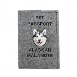 Malamute de Alaska - Funda de pasaporte de perro con un bordado. Novedad