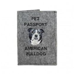 Bulldog americano - Custodia per passaporto per cane con ricamo. Novita