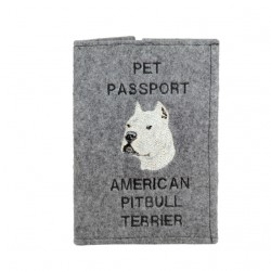 Pit bull terrier americano - Funda de pasaporte de perro con un bordado. Novedad