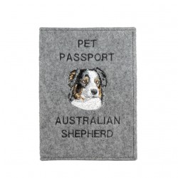 Berger australien - Etui pour passeport pour le chien avec motif brodé. Nouveauté