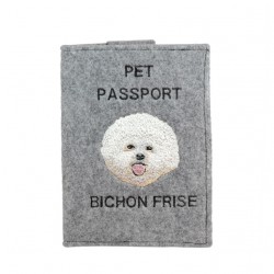 Bichon à poil frisé - Etui pour passeport pour le chien avec motif brodé. Nouveauté