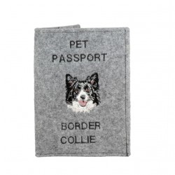 Border Collie - Etui pour passeport pour le chien avec motif brodé. Nouveauté