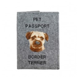 Border Terrier - Passport wallet for the dog with embroidered pattern. New product!