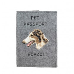 Barzoï - Etui pour passeport pour le chien avec motif brodé. Nouveauté
