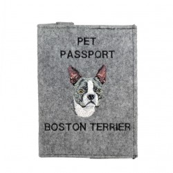 Boston Terrier - Funda de pasaporte de perro con un bordado. Novedad