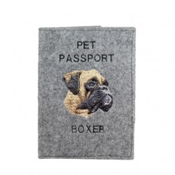 Bóxer alemán uncropped - Funda de pasaporte de perro con un bordado. Novedad
