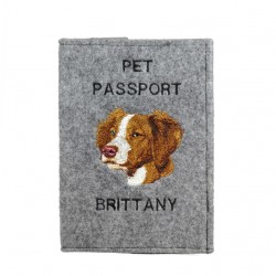 Épagneul breton - Etui pour passeport pour le chien avec motif brodé. Nouveauté