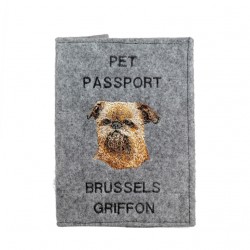 Griffone di Bruxelles - Custodia per passaporto per cane con ricamo. Novita