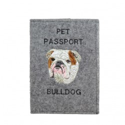 Bulldog inglese - Custodia per passaporto per cane con ricamo. Novita