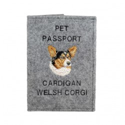 Cardigan Welsh Corgi - Passport wallet for the dog with embroidered pattern. New product!