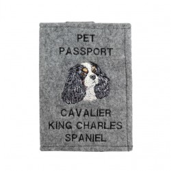Cavalier King Charles Spaniel - Etui pour passeport pour le chien avec motif brodé. Nouveauté