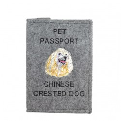 Chien chinois à crête - Etui pour passeport pour le chien avec motif brodé. Nouveauté
