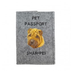 Shar Pei - Etui pour passeport pour le chien avec motif brodé. Nouveauté