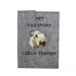 Terrier Tchèque - Etui pour passeport pour le chien avec motif brodé. Nouveauté
