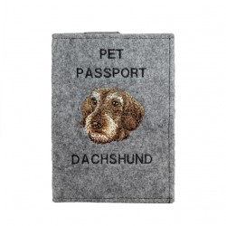 Perro salchicha wirehaired - Funda de pasaporte de perro con un bordado. Novedad