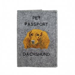 Dackel longhaired - Schoner für einen Pass für den Hund mit gesticktem Muster. Neuheit