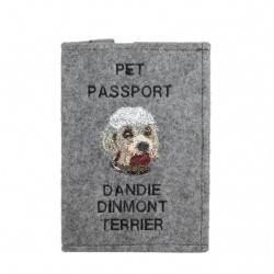 Dandie Dinmont terrier - haftowany pokrowiec na paszport
