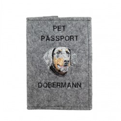 Dobermann uncropped - Passport wallet for the dog with embroidered pattern. New product!