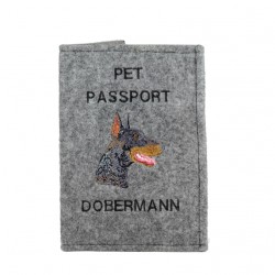 Dobermann cropped - Passport wallet for the dog with embroidered pattern. New product!