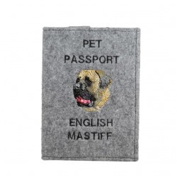 English Mastiff - Passport wallet for the dog with embroidered pattern. New product!