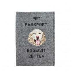 English Setter - Etui pour passeport pour le chien avec motif brodé. Nouveauté