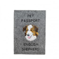 English Shepherd - Passport wallet for the dog with embroidered pattern. New product!