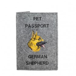 German Shepherd - Passport wallet for the dog with embroidered pattern. New product!