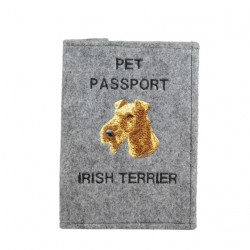 Irish terrier - Custodia per passaporto per cane con ricamo. Novita