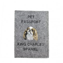 King Charles Spaniel - Custodia per passaporto per cane con ricamo. Novita